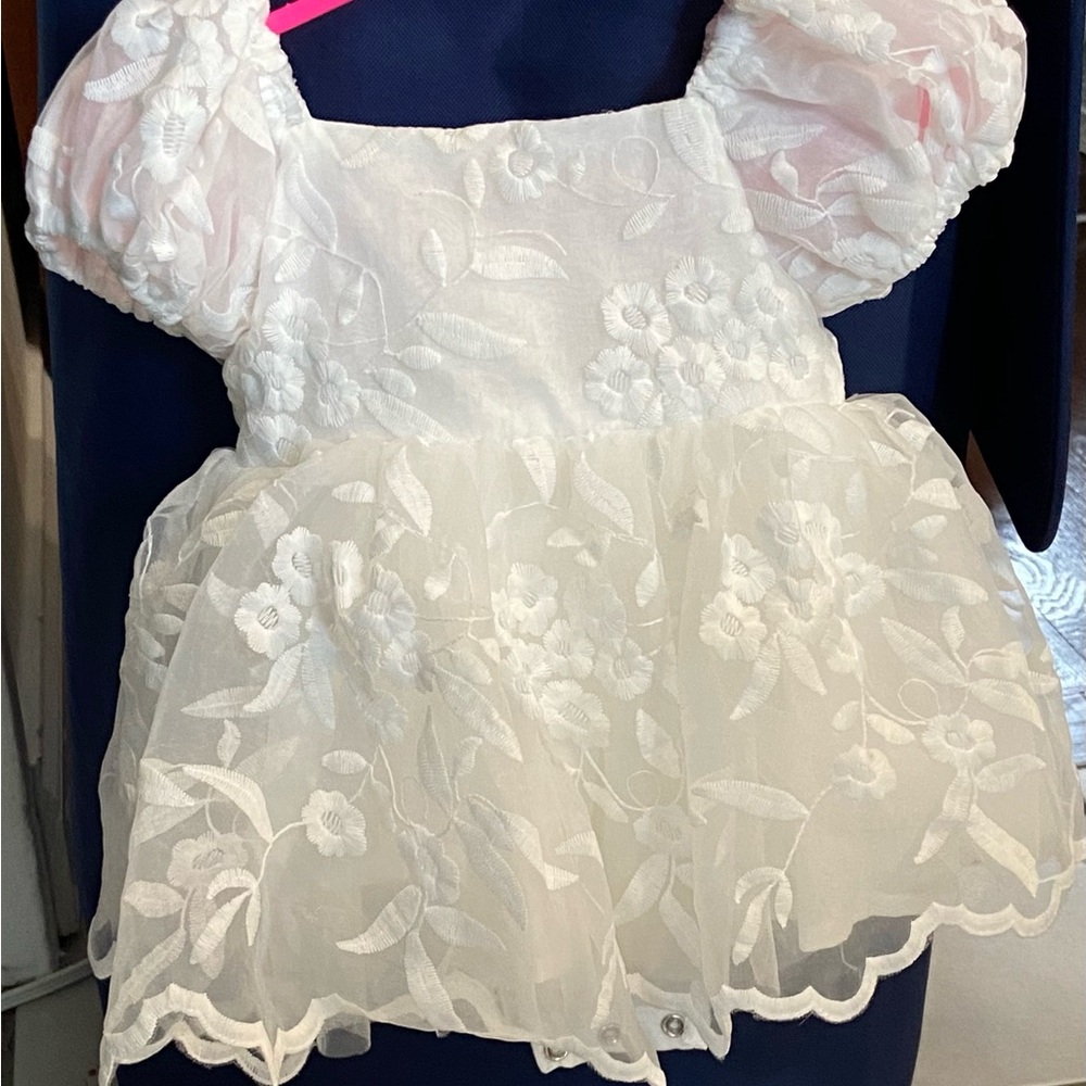 Infant ivory romper flower girl dress for wedding